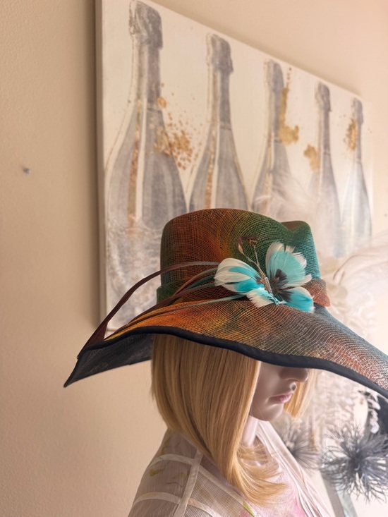 Nordstrom Multicolor Wide-Brim Sun Hat with Turquoise Feather main image 8